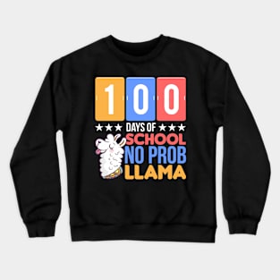 100 Days Of School 100th Day Llama Crewneck Sweatshirt